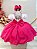 Vestido Infantil Pink Menina e o Urso Lenço e Broche de Laço - Imagem 4