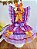 Vestido Infantil Junino Lilás Xadrez Colorido Festas - Imagem 1