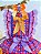 Vestido Infantil Junino Lilás Xadrez Colorido Festas - Imagem 2