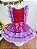 Vestido Infantil Junino Lilás Xadrez Colorido Festas - Imagem 4