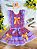 Vestido Infantil Junino Lilás Xadrez Colorido Festas - Imagem 3