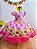 Vestido Infantil Junino Festa São João Xadrez Rosa Girassol - Imagem 1