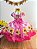 Vestido Infantil Junino Festa São João Xadrez Rosa Girassol - Imagem 2