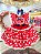 Vestido Infantil Junino Caipira Vermelho Desenho Corações - Imagem 1