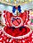 Vestido Infantil Junino Caipira Vermelho Desenho Corações - Imagem 2