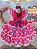 Vestido Infantil Junino Caipira Pink Desenho Corações - Imagem 3