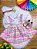 Conjunto Infantil Junino Camisa e Salopete Xadrez Rosa - Imagem 3