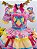 Vestido Infantil Junino Caipira Rosa Amarelo Colorido Estampado - Imagem 2