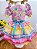 Vestido Infantil Junino Caipira Rosa Amarelo Colorido Estampado - Imagem 4