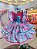 Vestido Infantil Junino Festa Caipira Pink e Azul Florido - Imagem 1