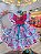 Vestido Infantil Junino Festa Caipira Pink e Azul Florido - Imagem 3