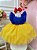 Vestido Infantil Branca de Neve Babados Strass - Imagem 1
