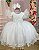 Vestido Batizado Branco Manga Cisne - Imagem 1