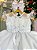 Vestido Batizado Bebe Branco Jardim Encantado - Imagem 4