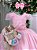 Vestido Infanti Rosa Bebe Renda Cinto Perolas - Imagem 3