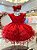 Vestido Infantil Vermelho Saia Com Babados Luxo - Imagem 4
