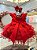 Vestido Infantil Vermelho Saia Com Babados Luxo - Imagem 3