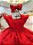 Vestido Infantil Vermelho Saia Com Babados Luxo - Imagem 2
