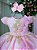 Vestido Jardim Encantado Luxo Rosa Renda Dourado - Imagem 3