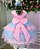 Vestido Infantil Rosa Glitter Babados Festa Luxo - Imagem 4