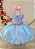 Vestido Infantil Princesas Jardim Encantado Azul Super Luxo - Imagem 4