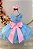 Vestido Infantil Princesas Jardim Encantado Azul Super Luxo - Imagem 3