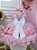 Vestido Infantil Circo Rosa Floral Cinto Pérolas Festas - Imagem 2