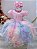 Vestido Infantil Rosa Arco Iris Chuva de Amor Festas - Imagem 1