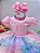 Vestido Infantil Rosa Arco Iris Chuva de Amor Festas - Imagem 2
