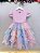 Vestido Infantil Rosa Arco Iris Chuva de Amor Festas - Imagem 5