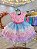 Vestido Bebê Rosa Busto Com Nervura Saia Babados Coloridos - Imagem 1