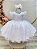 Vestido Infantil Branco Busto Com Renda Batizados Daminhas - Imagem 1