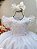 Vestido Infantil Branco Busto Com Renda Batizados Daminhas - Imagem 2
