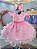Vestido Bebê Batizado Festas Rosa Saia Com Babados Luxo - Imagem 1