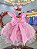 Vestido Bebê Batizado Festas Rosa Saia Com Babados Luxo - Imagem 3