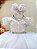 Vestido Infantil Branco Busto Com Renda Daminhas Batizados - Imagem 2
