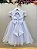 Vestido Infantil Branco Busto Com Renda Daminhas Batizados - Imagem 5