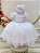 Vestido Infantil Branco Busto Com Renda Daminhas Batizados - Imagem 1