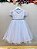 Vestido Infantil Branco Busto Com Renda Daminhas Batizados - Imagem 4