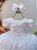 Vestido Infantil Branco Tule Renda Metalizada Casamento - Imagem 2