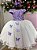 Vestido Infantil Daminha Midi Florista Jardim Encantado Lilas e Off - Imagem 4