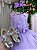 Vestido Infantil Daminha Regata Flores Lilas e Off - Imagem 3