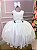 Vestido Infantil Daminha Midi Flores Branco - Imagem 1