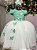 Vestido Infantil Daminha Midi Florista Jardim Encantado Verde Oliva e Off - Imagem 1
