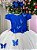 Vestido Infantil Daminha Midi Florista Jardim Encantado Azul Royal e Off - Imagem 3