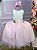 Vestido Infantil Daminha Midi Florista Jardim Encantado Rosa Bebe e Off - Imagem 1