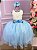 Vestido Infantil Daminha Midi Florista Jardim Encantado Azul Bebe e Off - Imagem 1