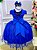 Vestido Infantil Daminha Midi Flores Azul Royal - Imagem 3