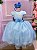 Vestido Infantil Daminha Midi Flores Azul Bebe - Imagem 1