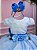 Vestido Infantil Daminha Midi Flores Azul Bebe - Imagem 4
